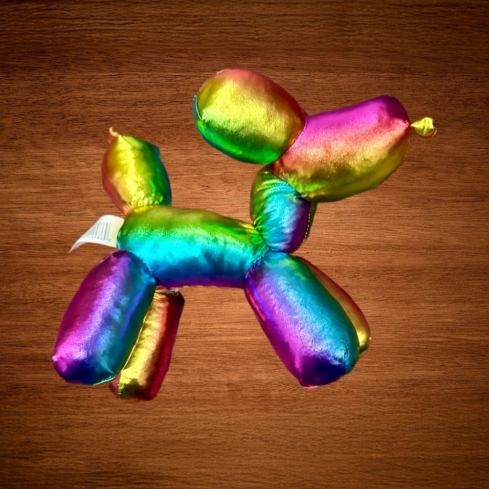 MTY Rainbow Iridescent Ballon dog stuffed toy.